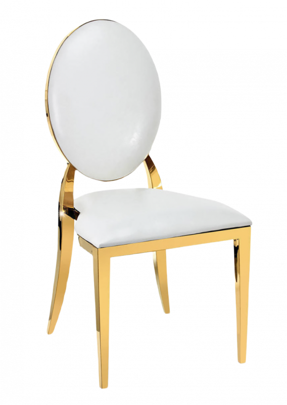 Банкетный стул металлический на золотом и серебрянном каркасе